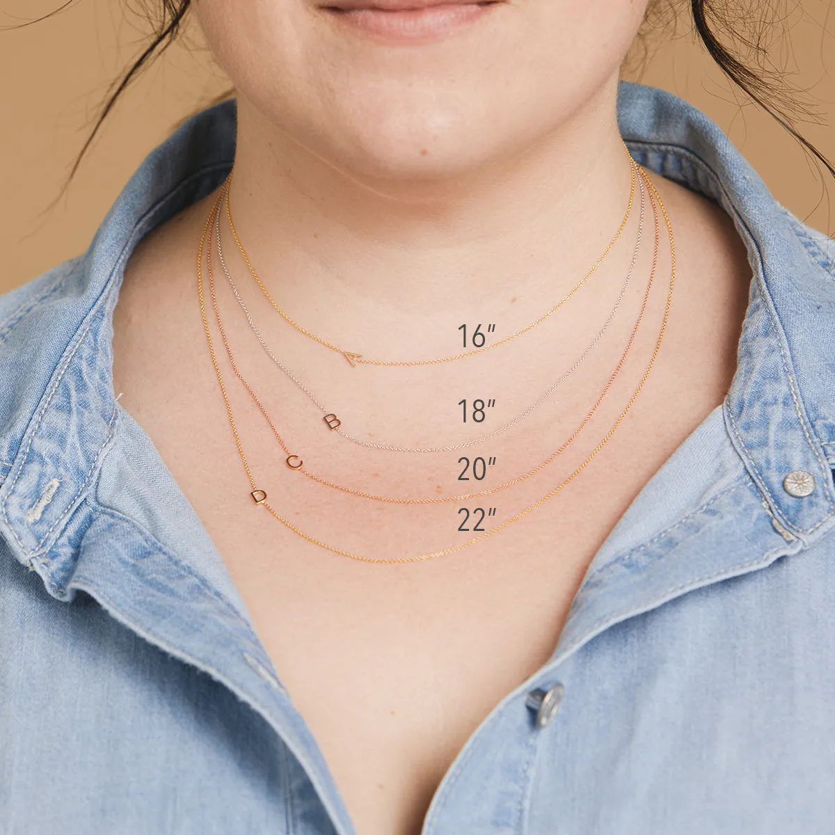 14K GOLD ASYMMETRICAL LETTER NECKLACE - O