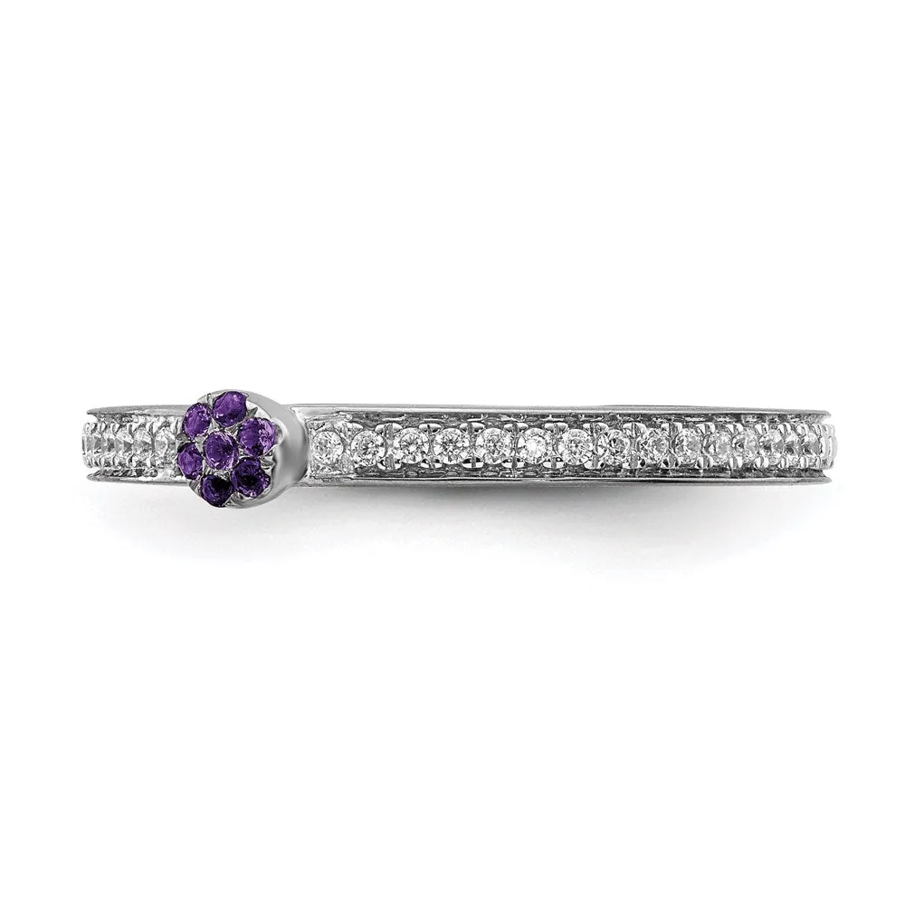 14k White Gold Stackable Expressions Amethyst and Diamond Ring | SK2077