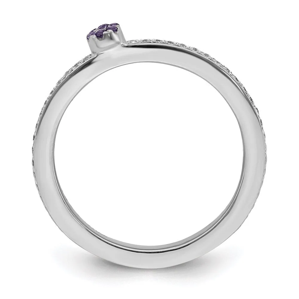 14k White Gold Stackable Expressions Amethyst and Diamond Ring | SK2077