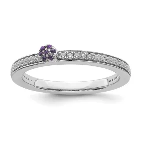 14k White Gold Stackable Expressions Amethyst and Diamond Ring | SK2077