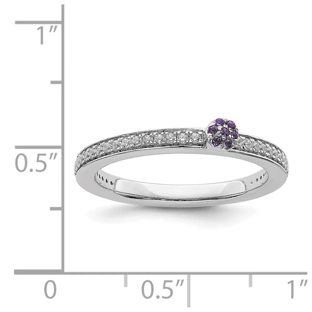 14k White Gold Stackable Expressions Amethyst and Diamond Ring | SK2077