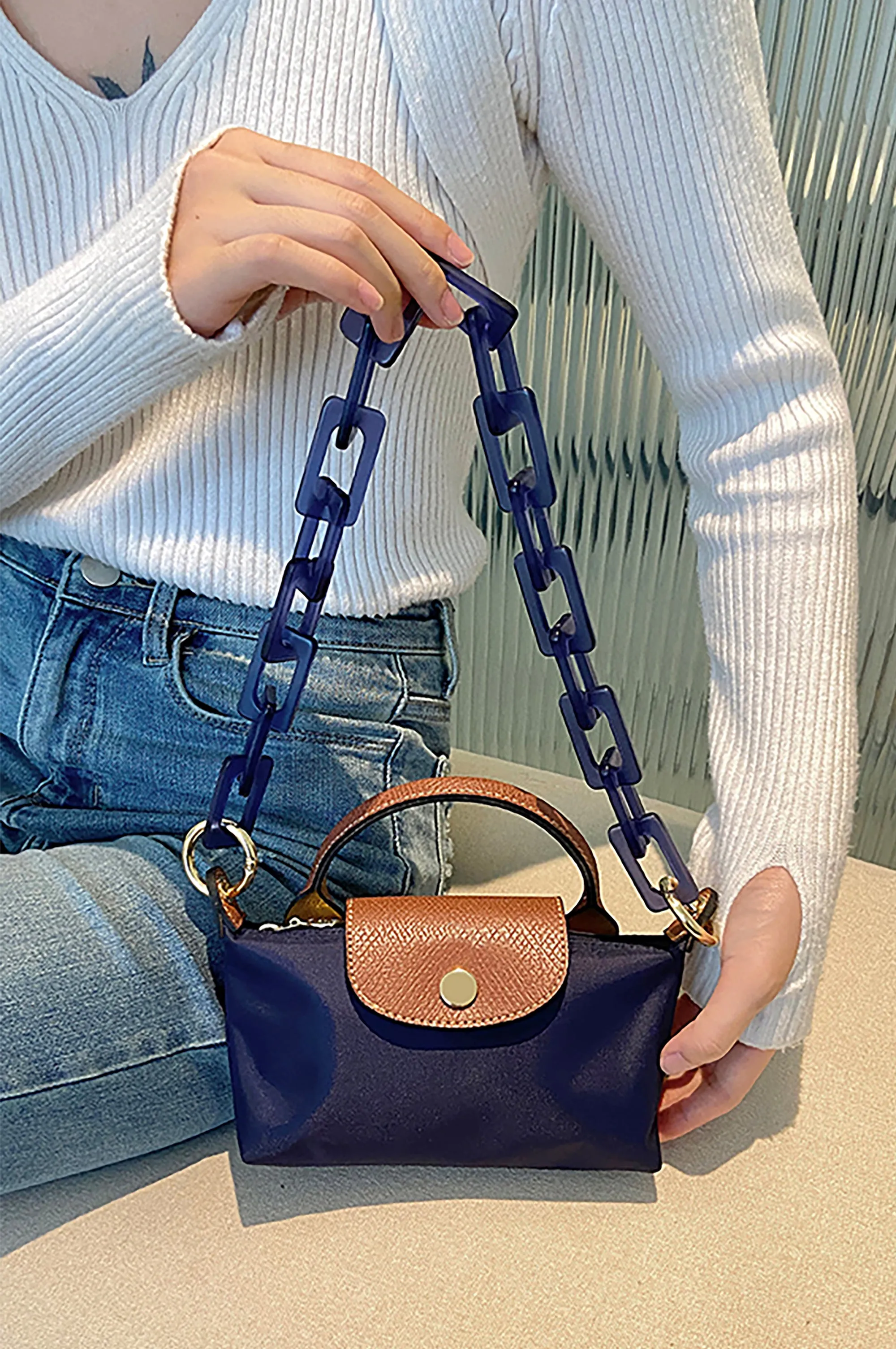 Bag transformation hand-held short chain accessories, resin handbag chain decoration strap