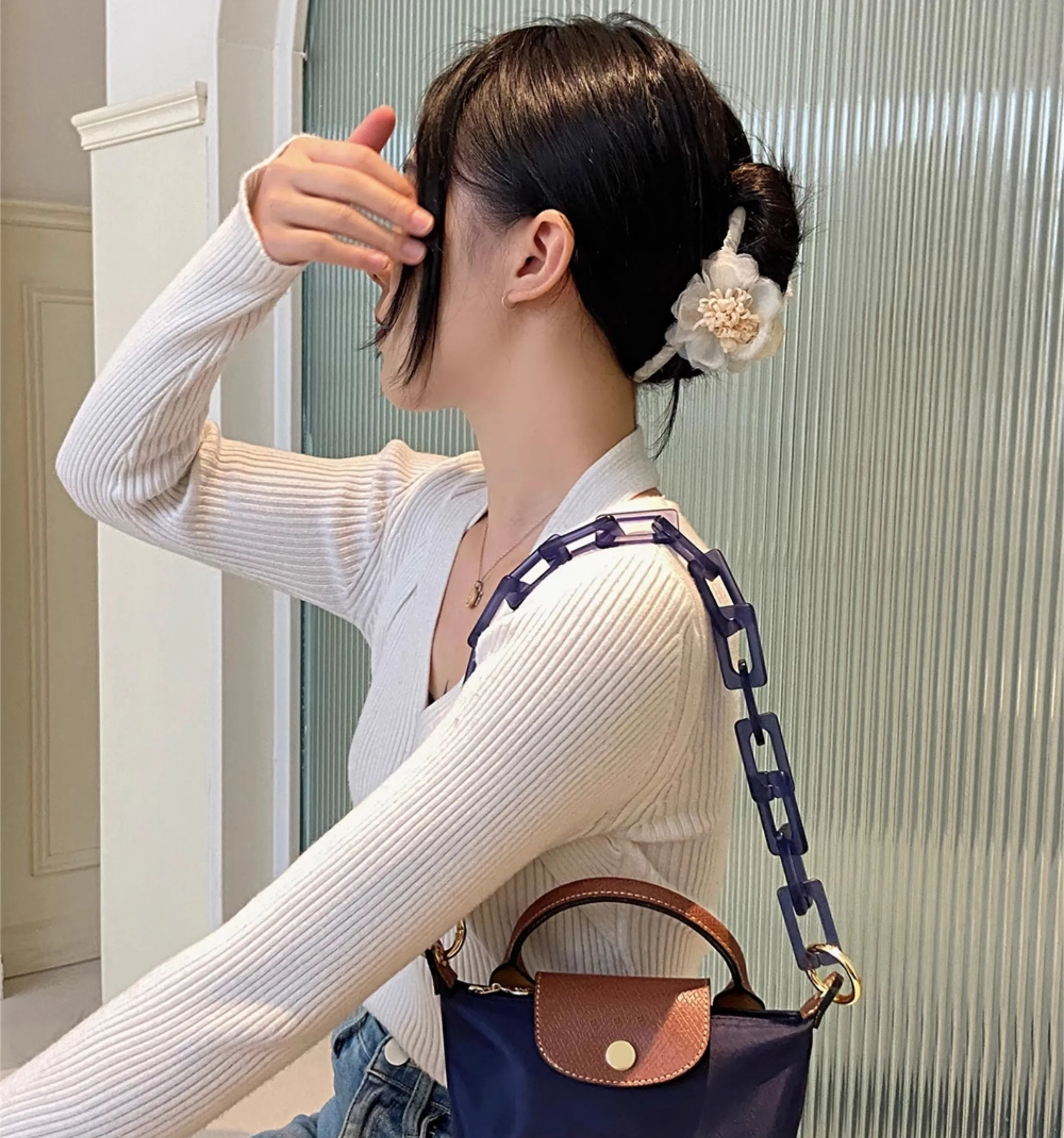 Bag transformation hand-held short chain accessories, resin handbag chain decoration strap
