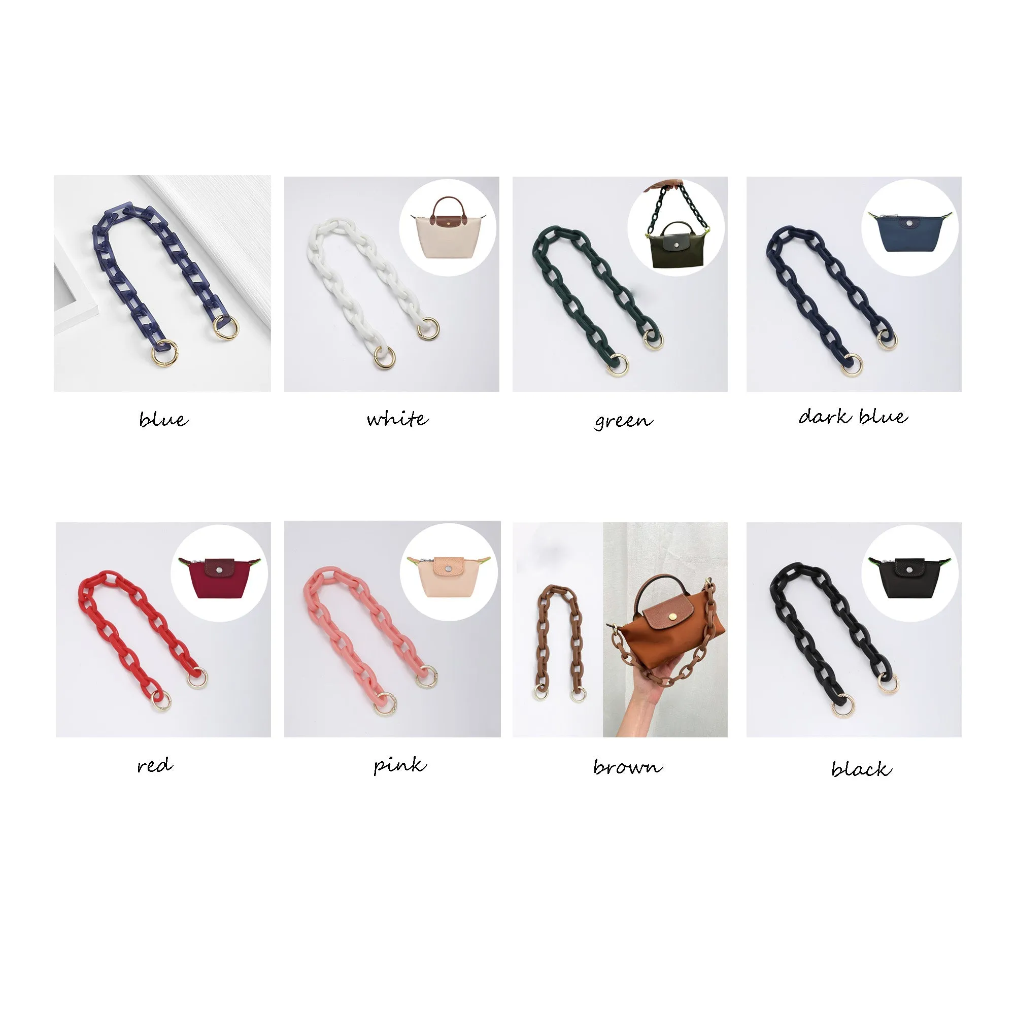 Bag transformation hand-held short chain accessories, resin handbag chain decoration strap