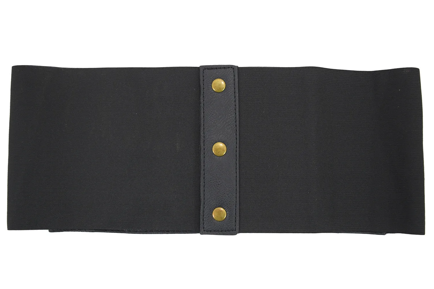 Banned Apparel Black Triple Buckle Wide Elastic Belt Waistband Cinch