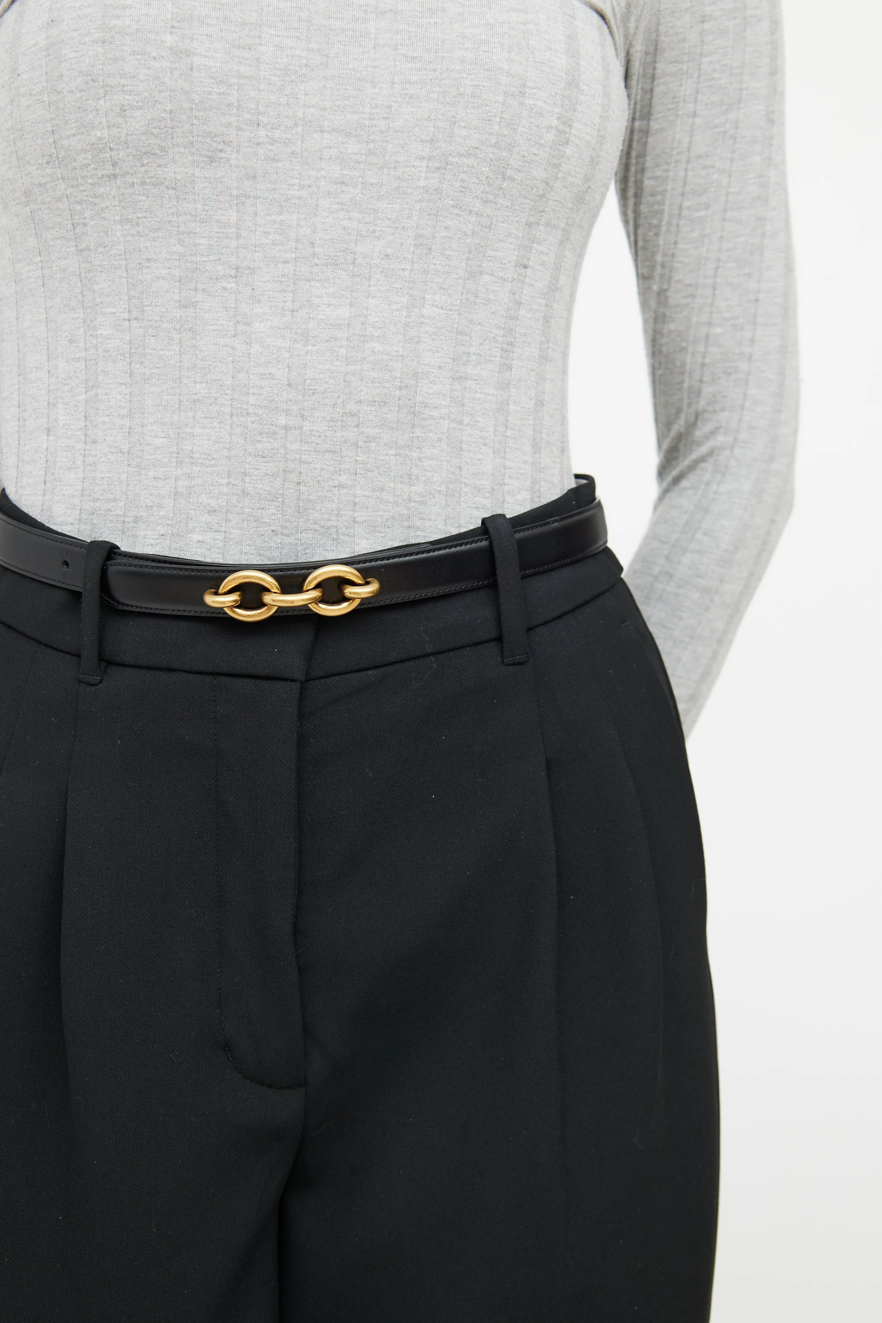 Black Leather Le Maillon Chain Belt