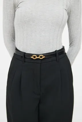 Black Leather Le Maillon Chain Belt