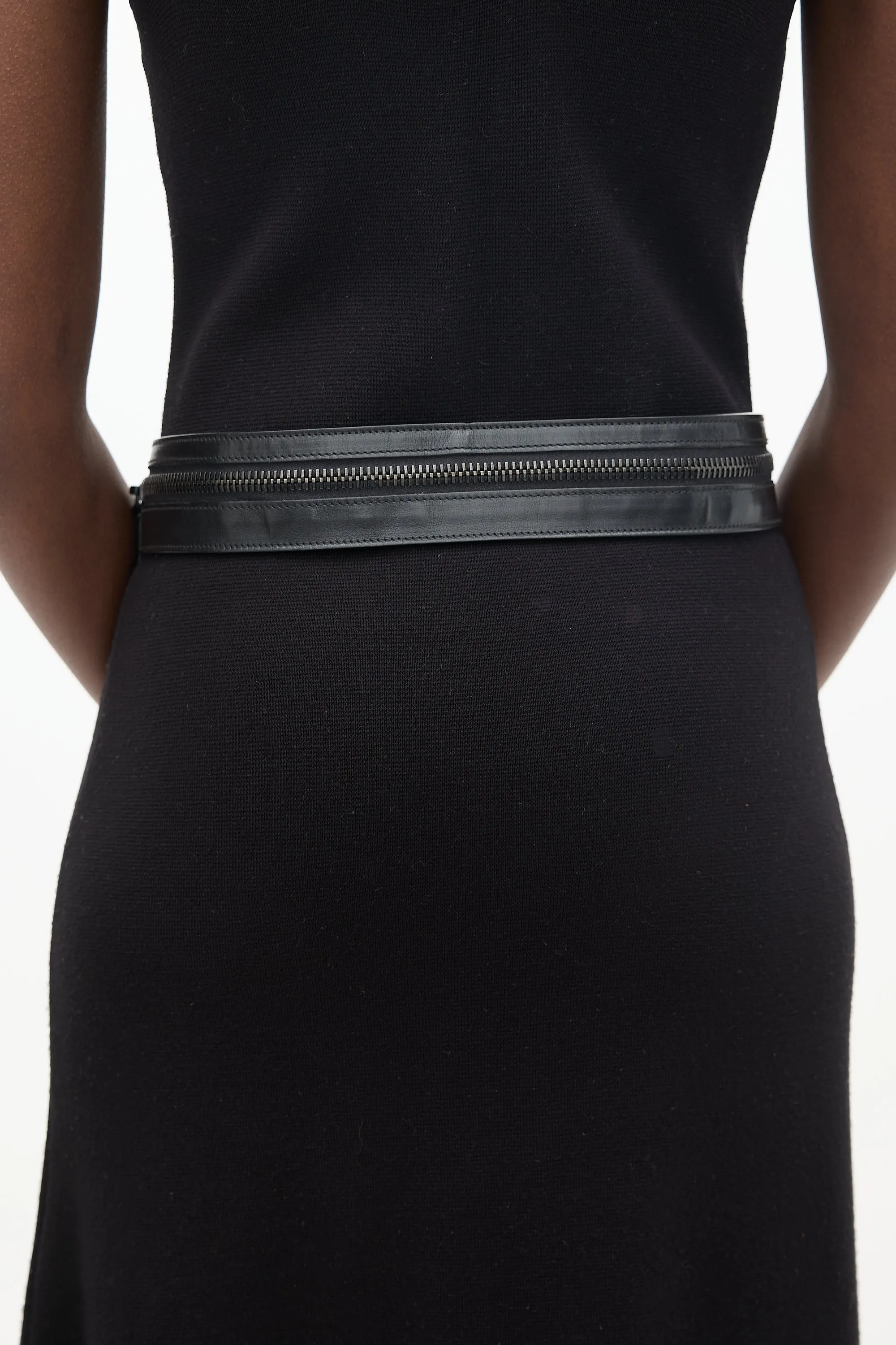 Black Leather Zippered Belt