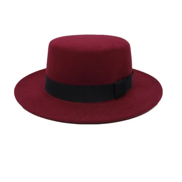 Brand Wool Boater Flat Top Hats