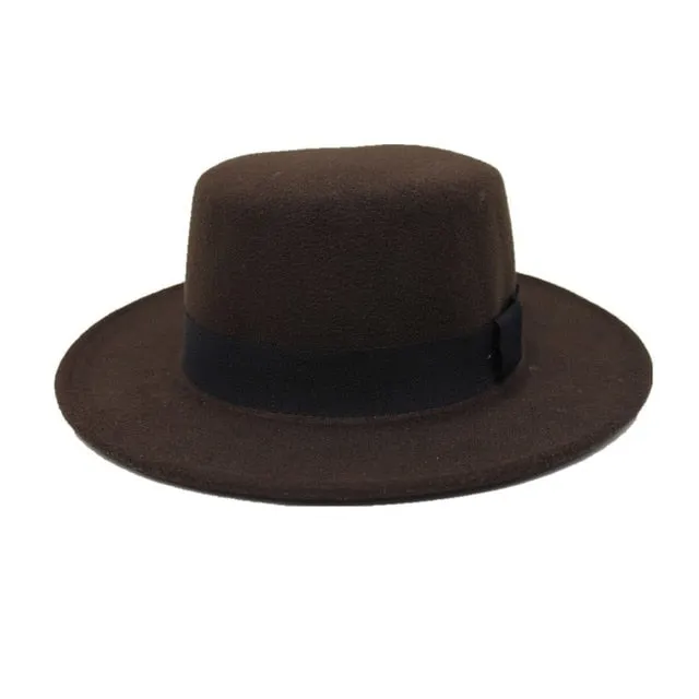 Brand Wool Boater Flat Top Hats