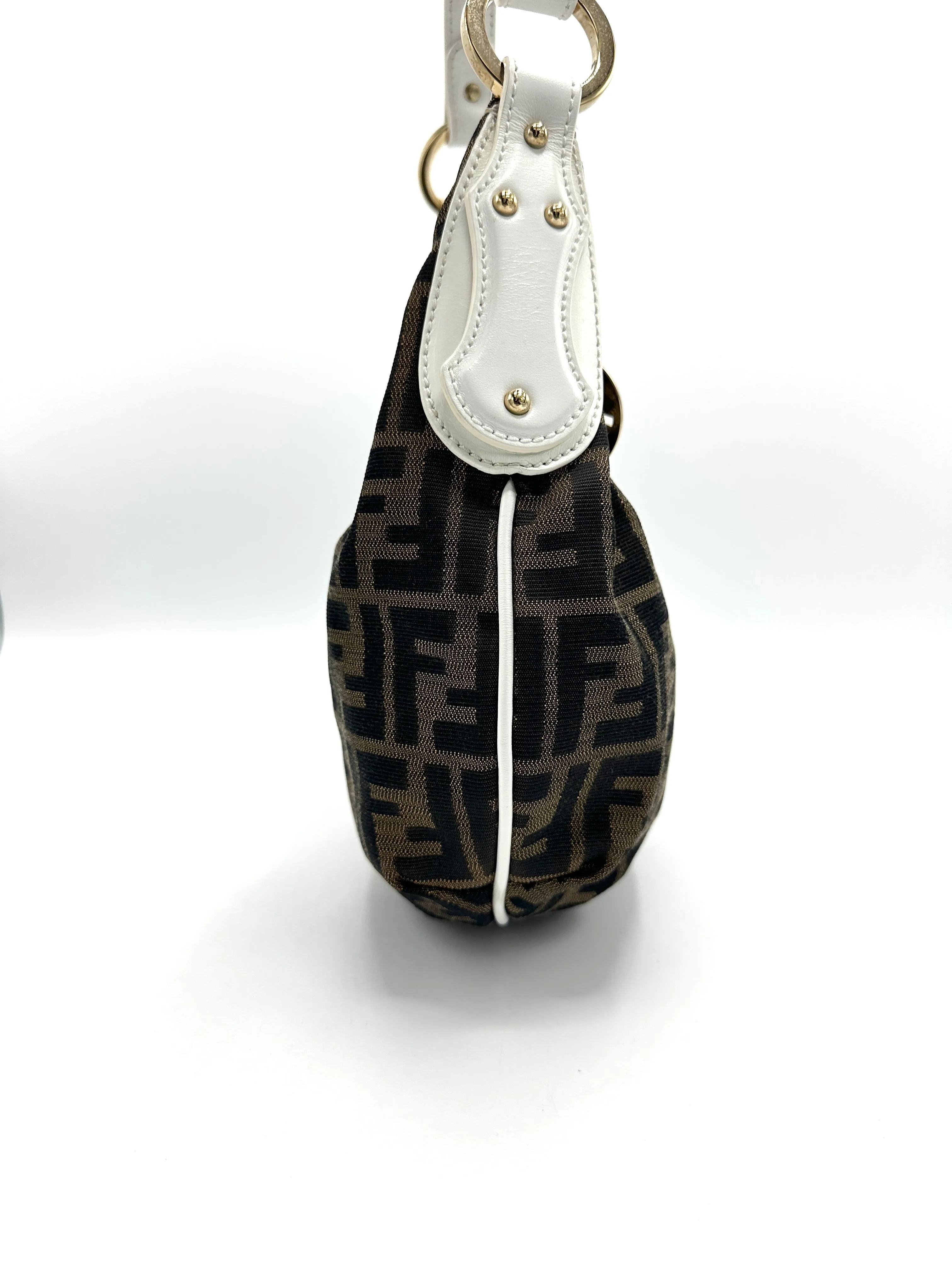 Brown Zucca White Leather Trimmed Chef Hobo