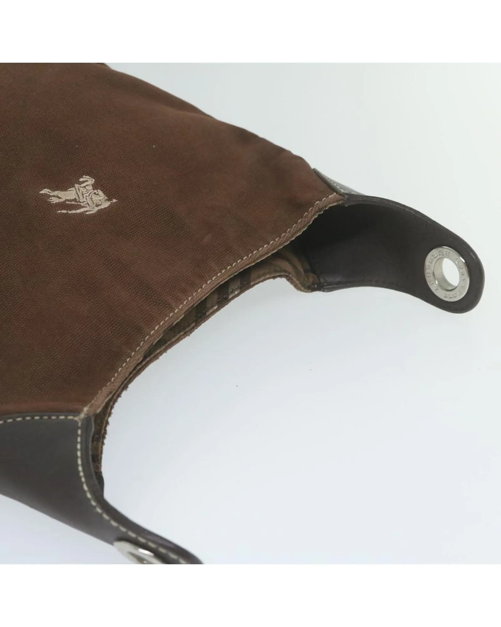 BURBERRY Brown Canvas and Leather Shoulder Bag