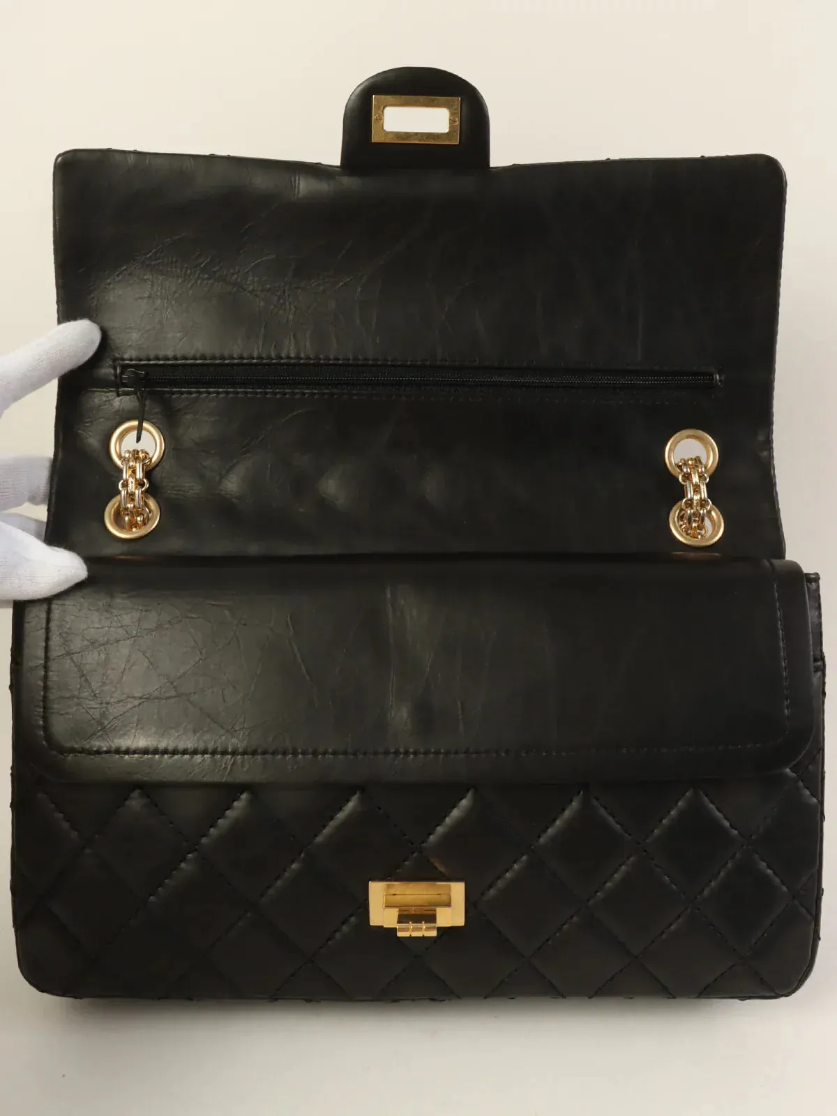CHANEL Around 2005 Made 2.55 Chain Shoulder Bag Black