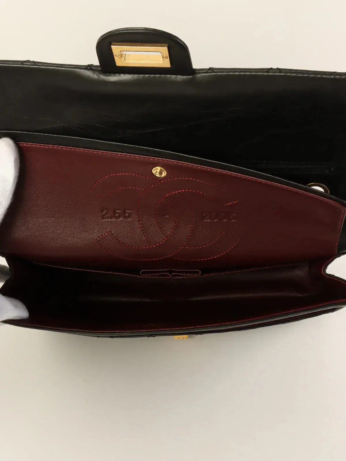CHANEL Around 2005 Made 2.55 Chain Shoulder Bag Black
