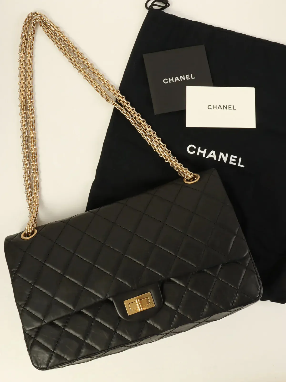 CHANEL Around 2005 Made 2.55 Chain Shoulder Bag Black