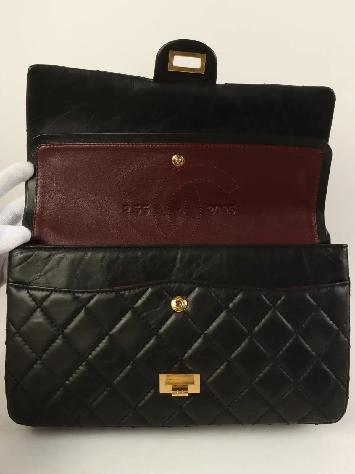 CHANEL Around 2005 Made 2.55 Chain Shoulder Bag Black