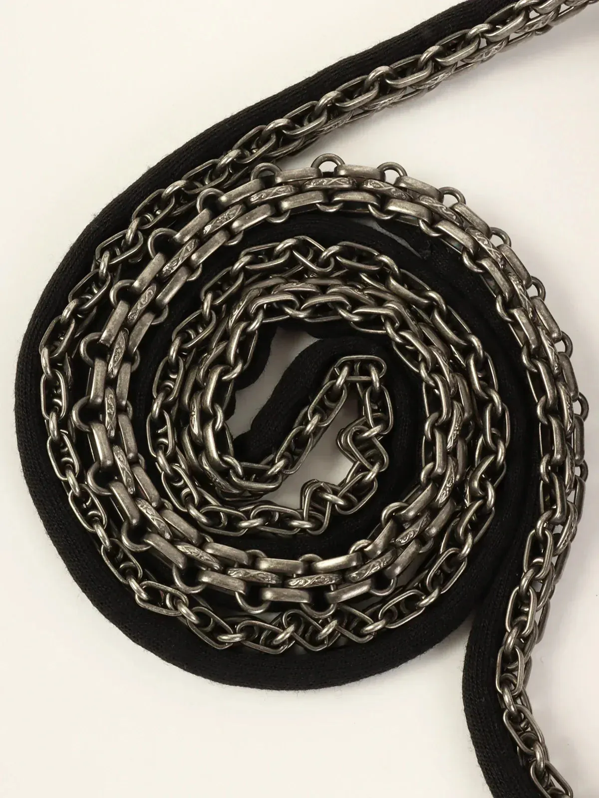 CHANEL Around 2007 Nmade Cotton Crocodile Stitch 2.55 Chain Shoulder Bag Black