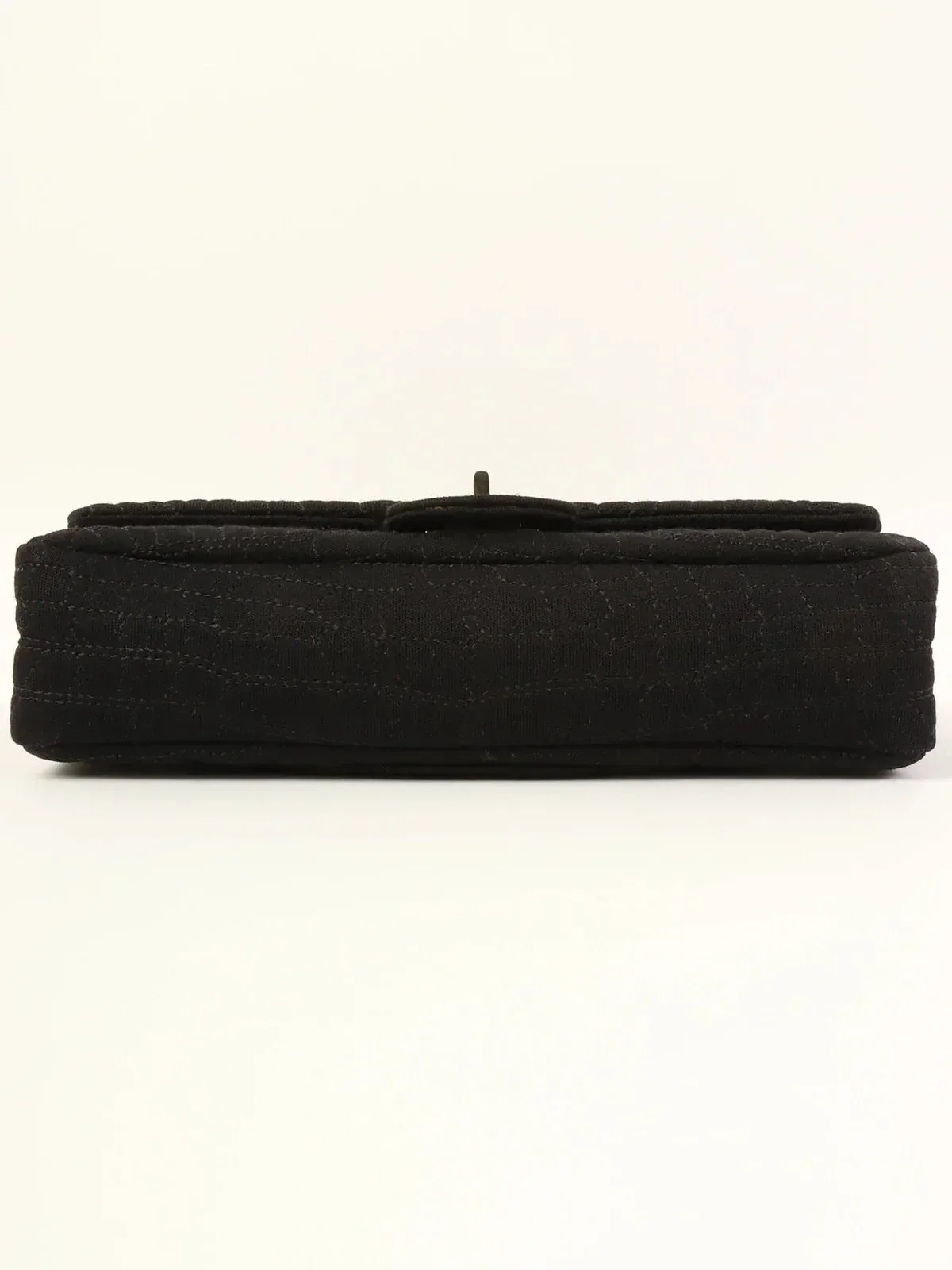 CHANEL Around 2007 Nmade Cotton Crocodile Stitch 2.55 Chain Shoulder Bag Black