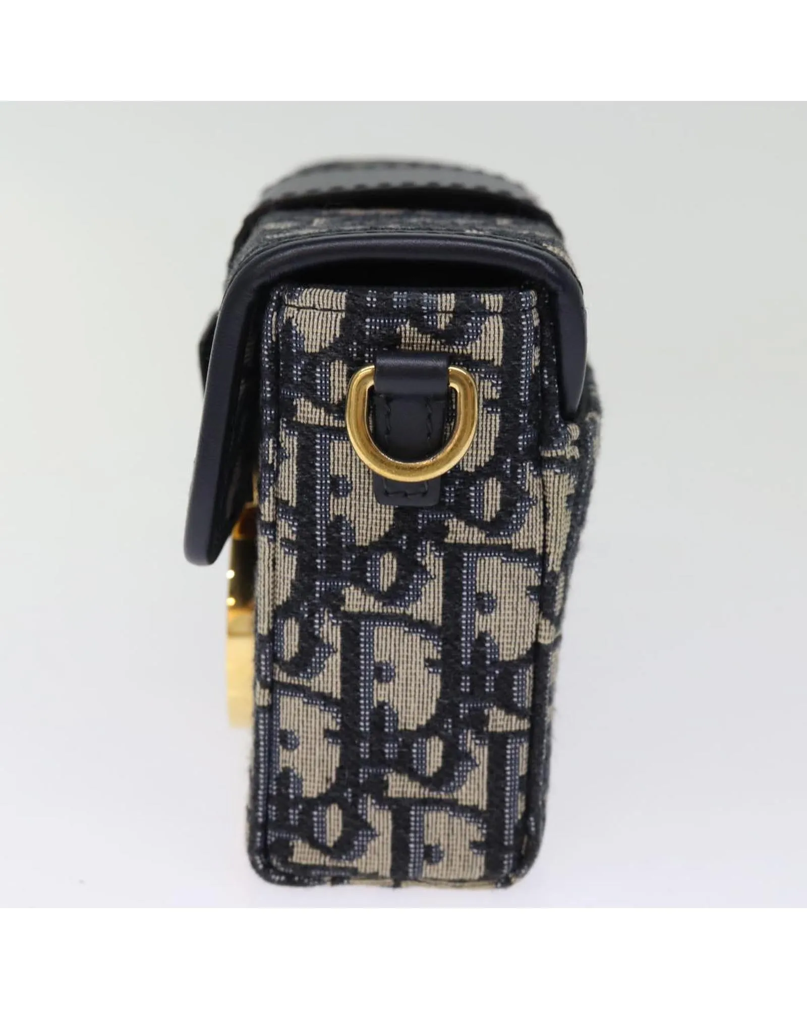 Christian Dior Caro Mini Bag Blue Canvas Leather Shoulder Bag
