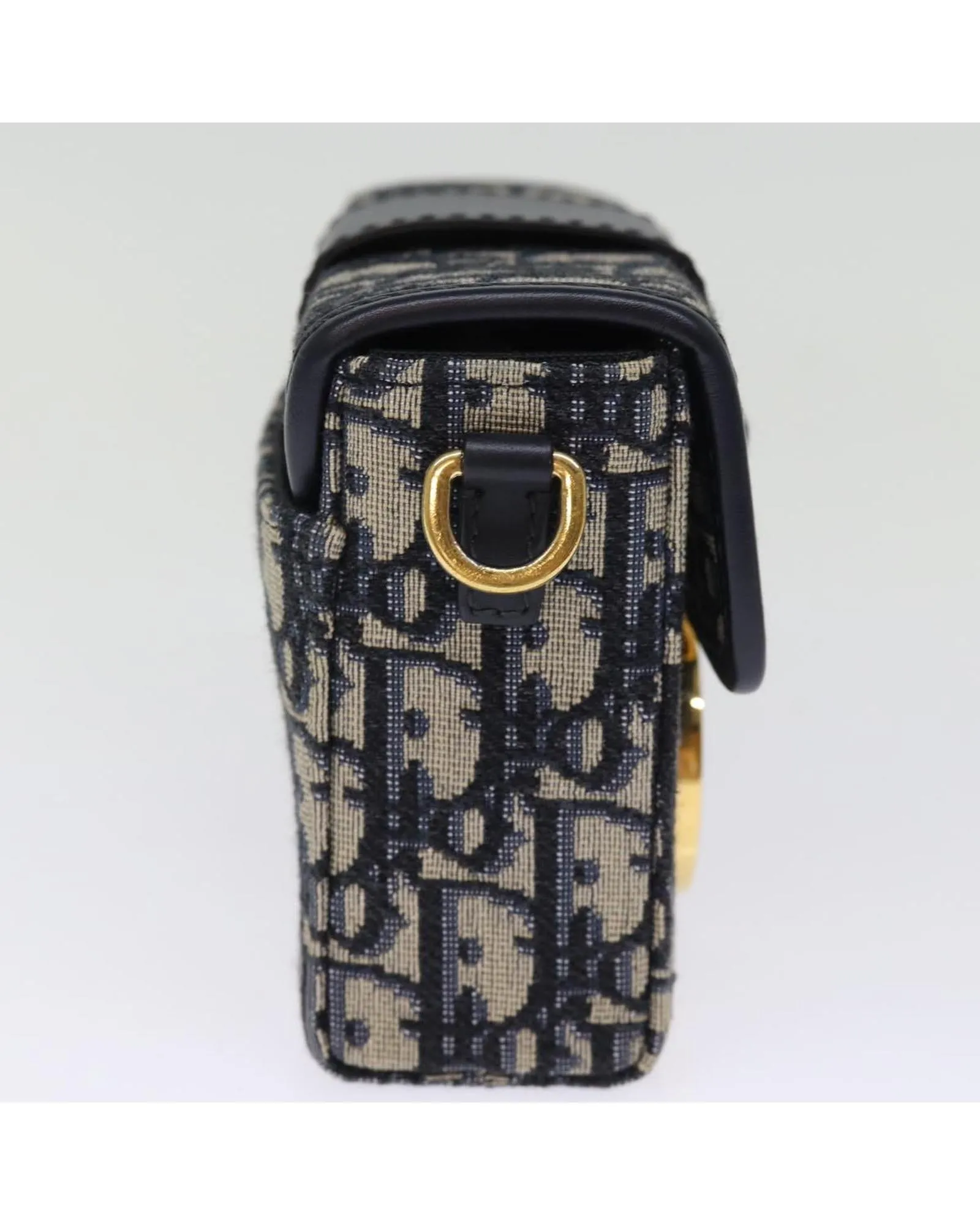 Christian Dior Caro Mini Bag Blue Canvas Leather Shoulder Bag