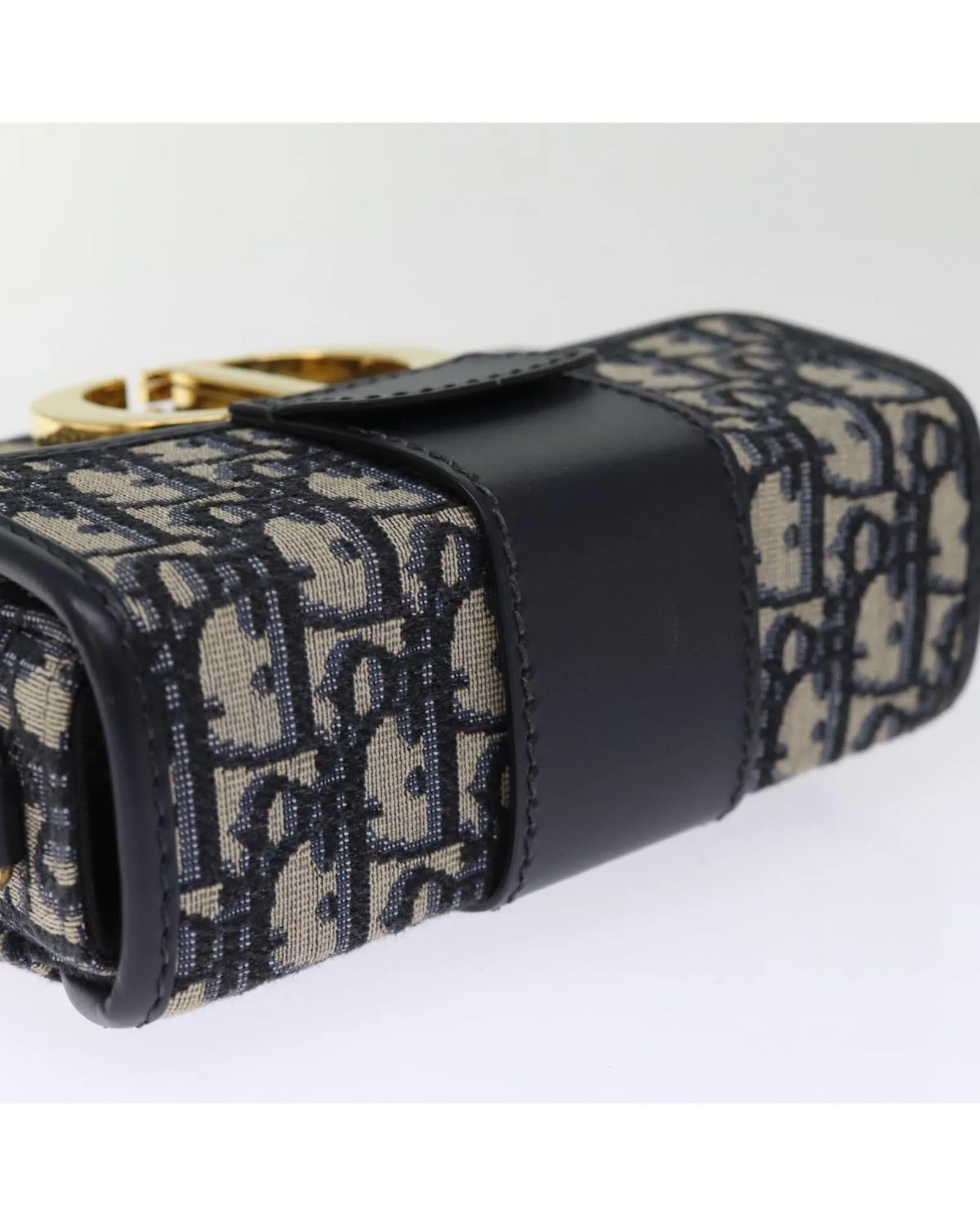 Christian Dior Caro Mini Bag Blue Canvas Leather Shoulder Bag