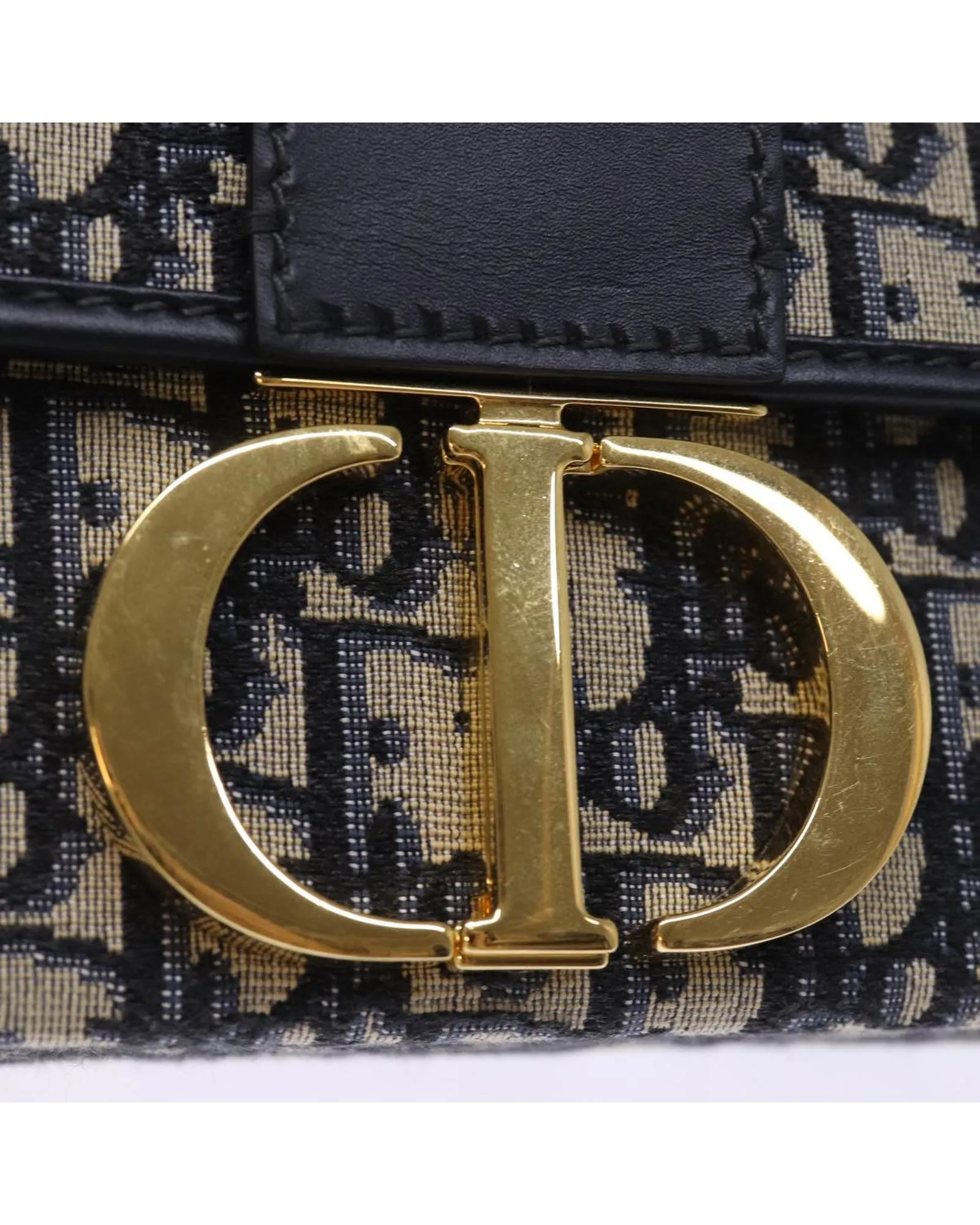 Christian Dior Caro Mini Bag Blue Canvas Leather Shoulder Bag