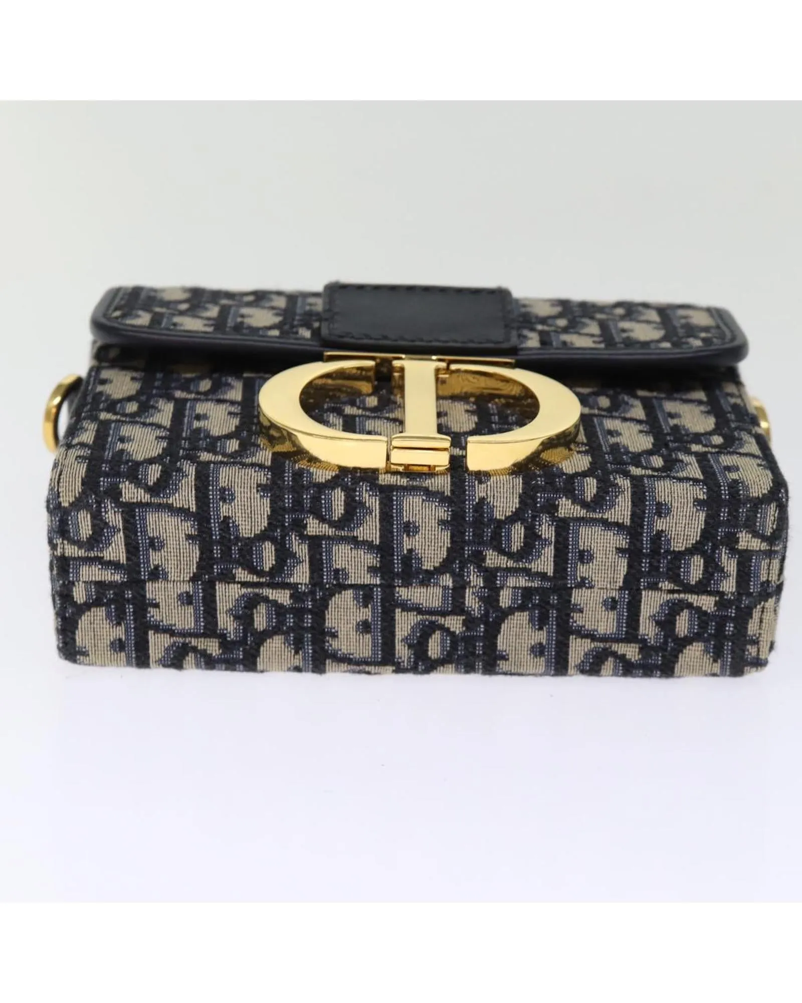 Christian Dior Caro Mini Bag Blue Canvas Leather Shoulder Bag