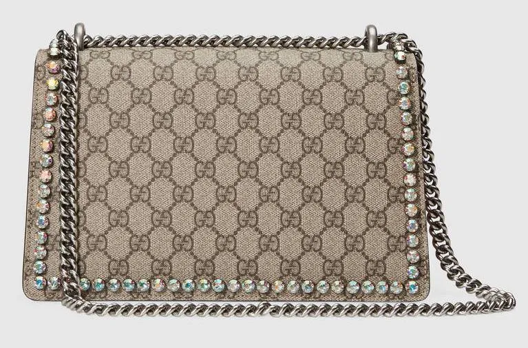 Dionysus GG Supreme Shoulder Bag with Crystals, Pink
