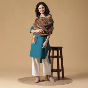 Floral Paisley Pure Woolen Beige Printed Shawl