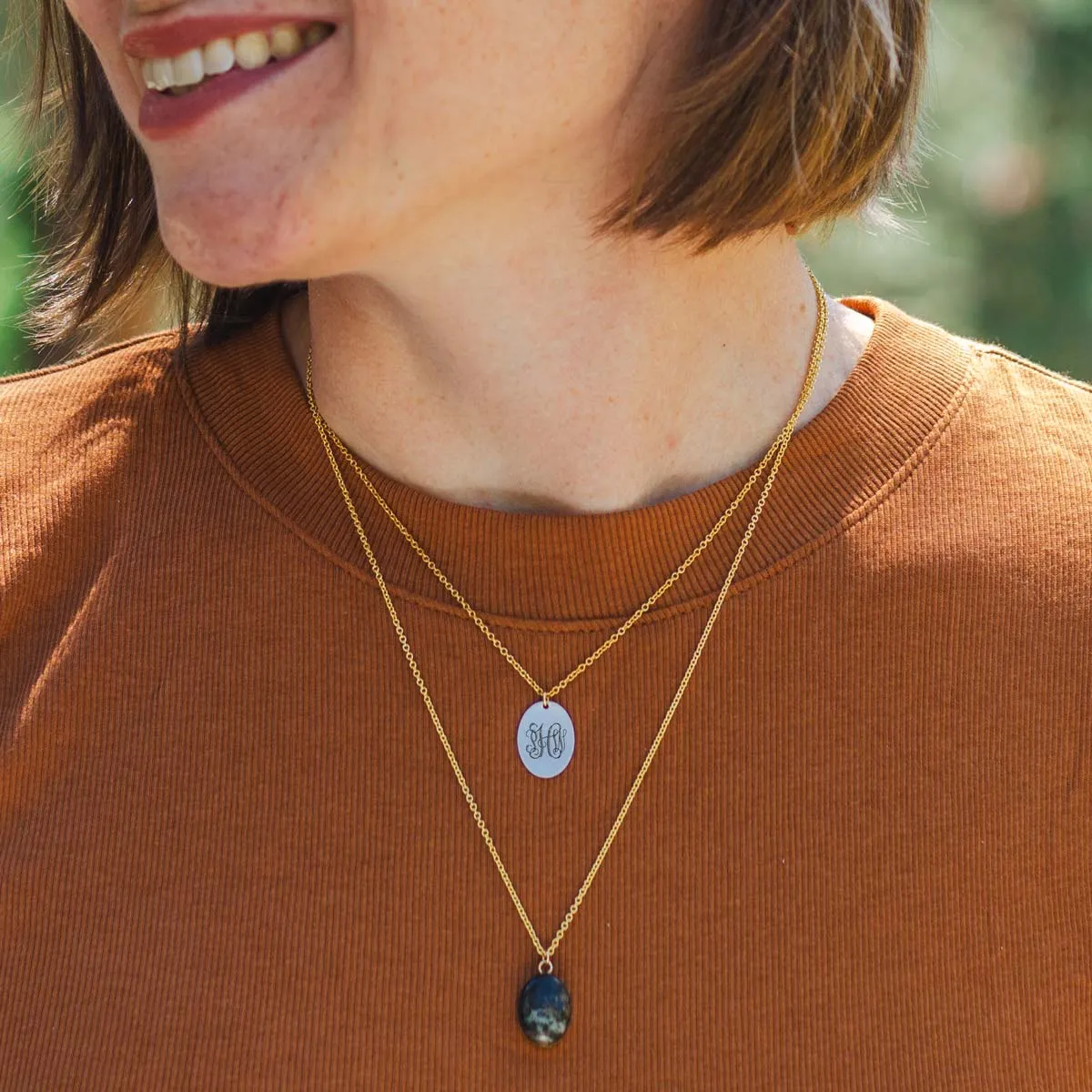 Gold Fill Voyager Charm Necklace - Monogram