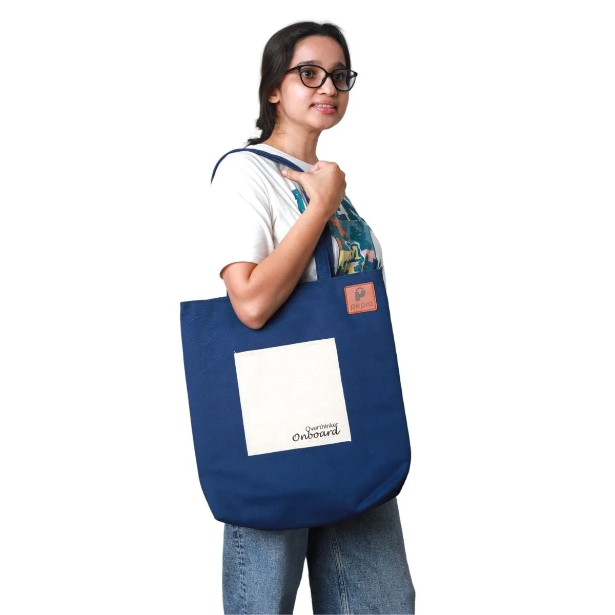 Hand-Crafted Cotton Tote Bag | Gadget Safe | Spacious | College Bag | Quirky Quote