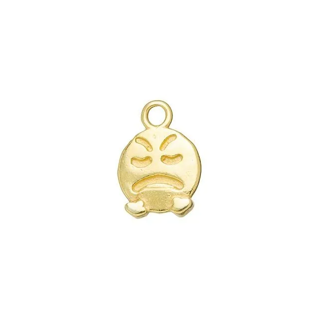 JBB Charm, Round Mad Face Emoji 13x9mm, Gold Plated (1 Piece)