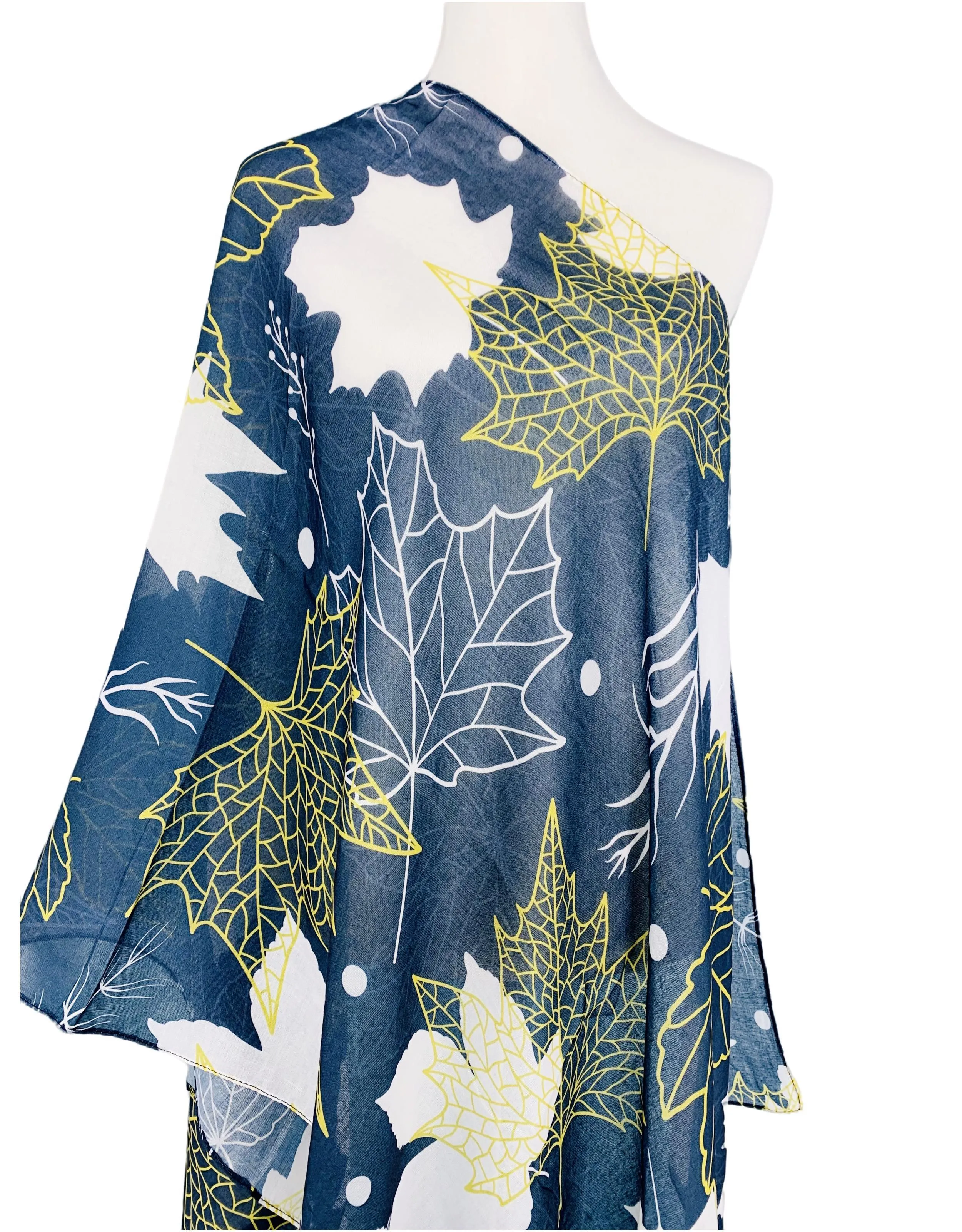 JC071156 Navy-Golden Leave Scarf