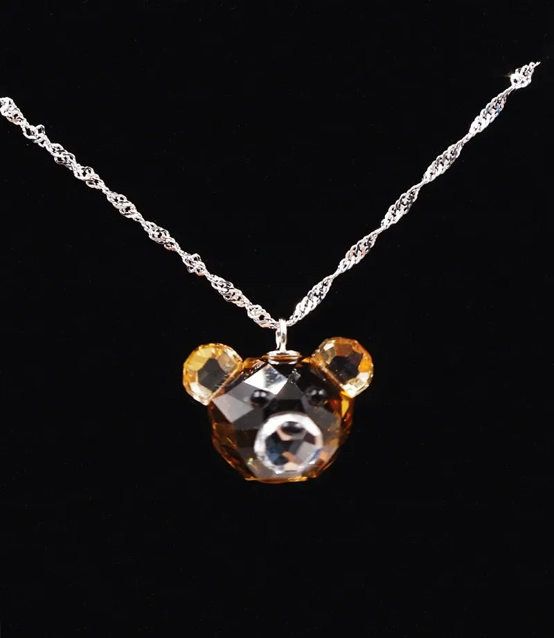 Kawaii Teddy Bear Crystal Necklace & Earrings