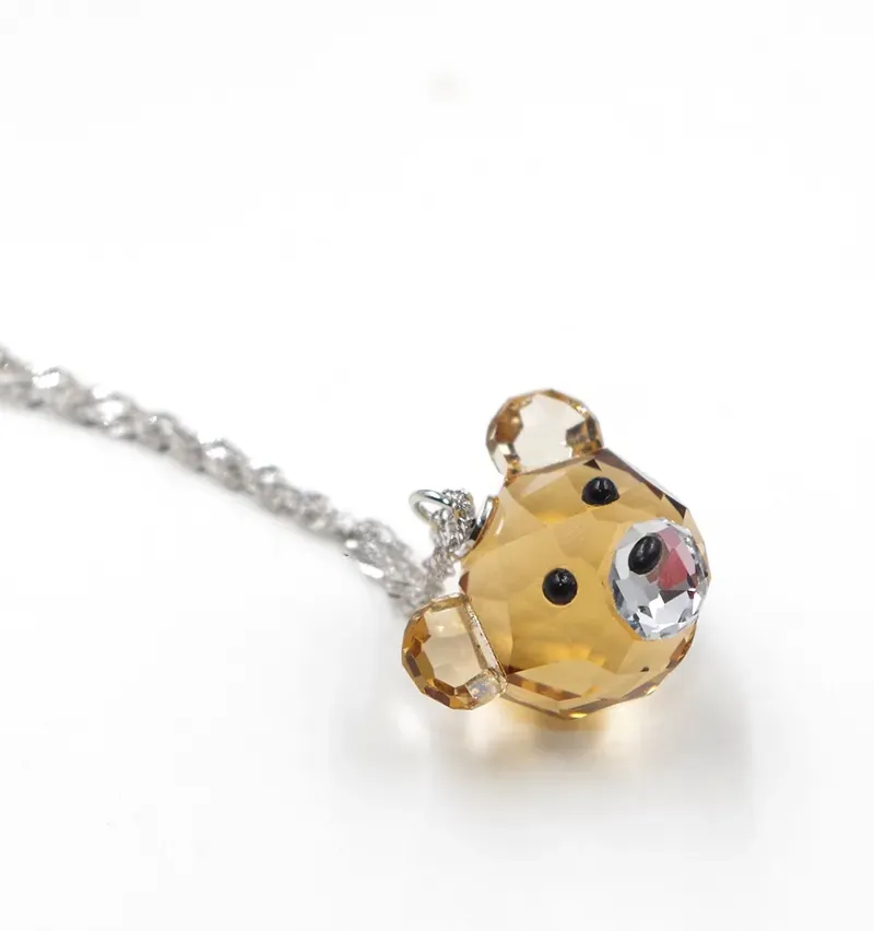 Kawaii Teddy Bear Crystal Necklace & Earrings