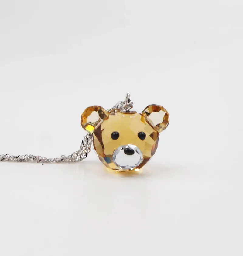 Kawaii Teddy Bear Crystal Necklace & Earrings