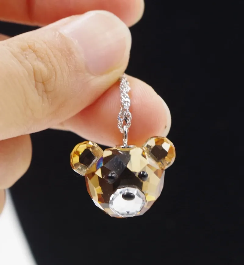 Kawaii Teddy Bear Crystal Necklace & Earrings