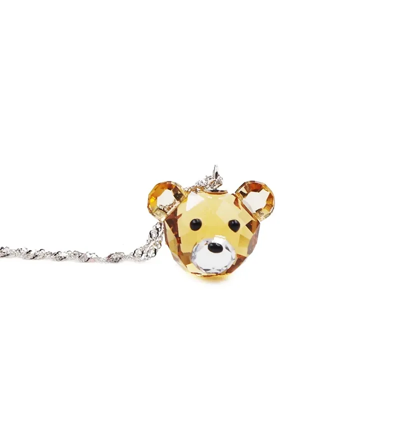 Kawaii Teddy Bear Crystal Necklace & Earrings