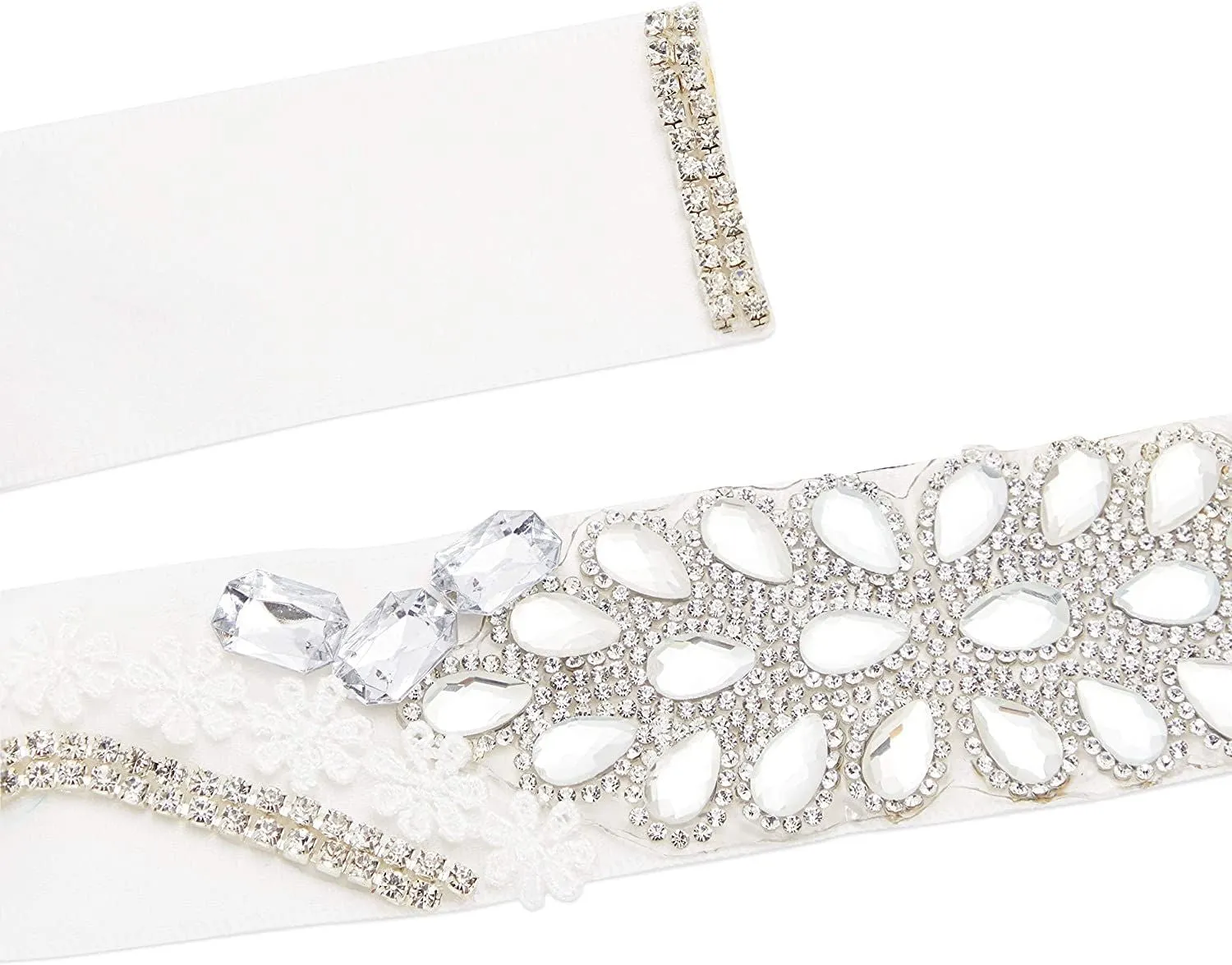 Rhinestone Jeweled Bridal Wedding Dress Belt (89 x 1.5 In)
