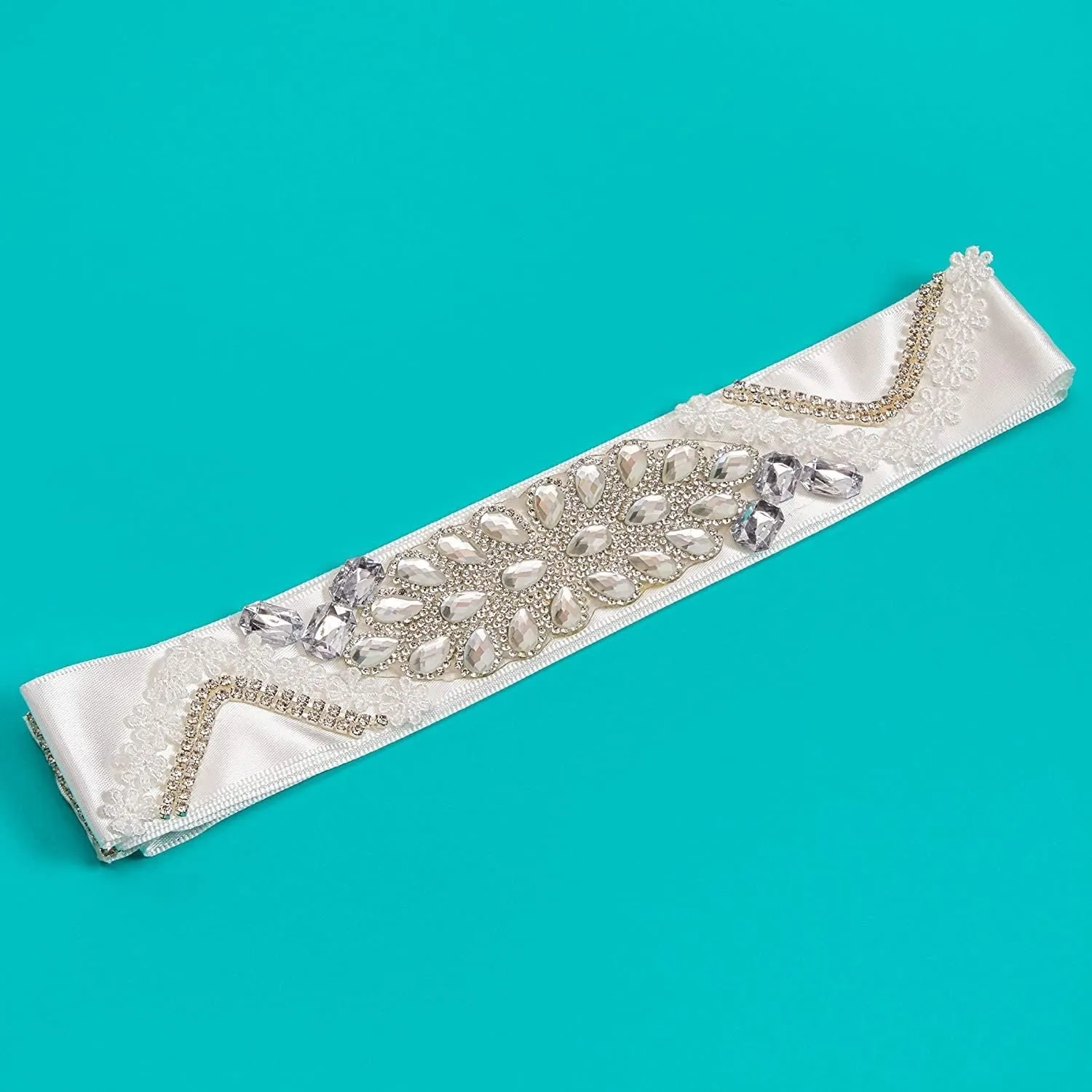 Rhinestone Jeweled Bridal Wedding Dress Belt (89 x 1.5 In)