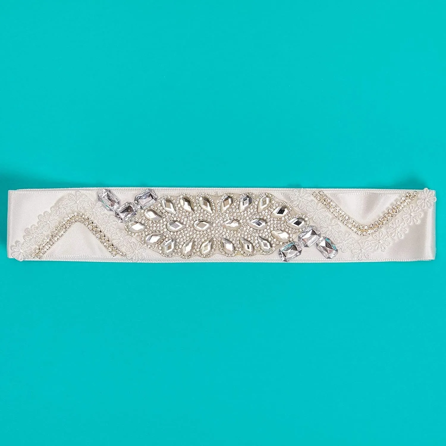 Rhinestone Jeweled Bridal Wedding Dress Belt (89 x 1.5 In)