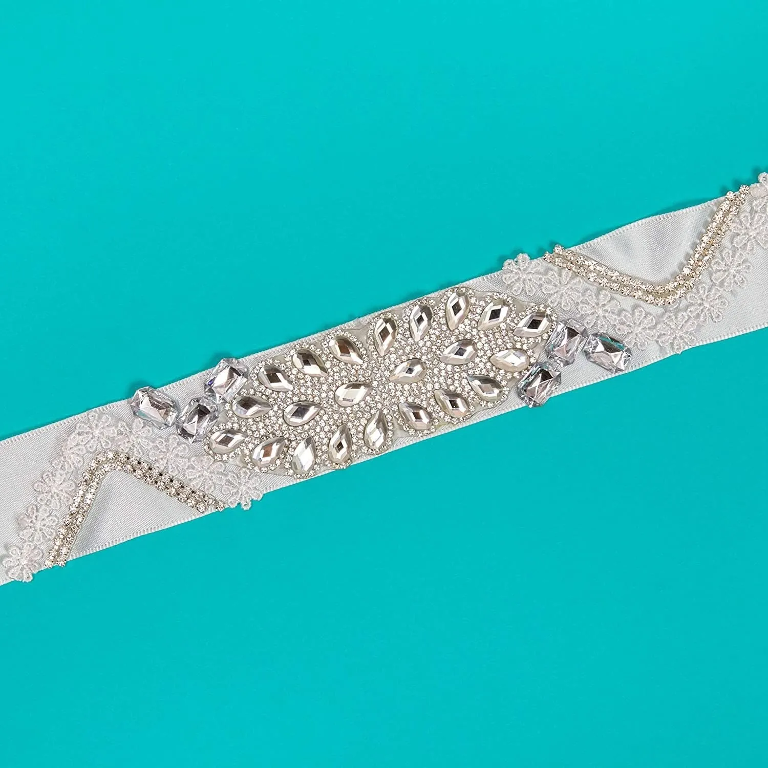 Rhinestone Jeweled Bridal Wedding Dress Belt (89 x 1.5 In)