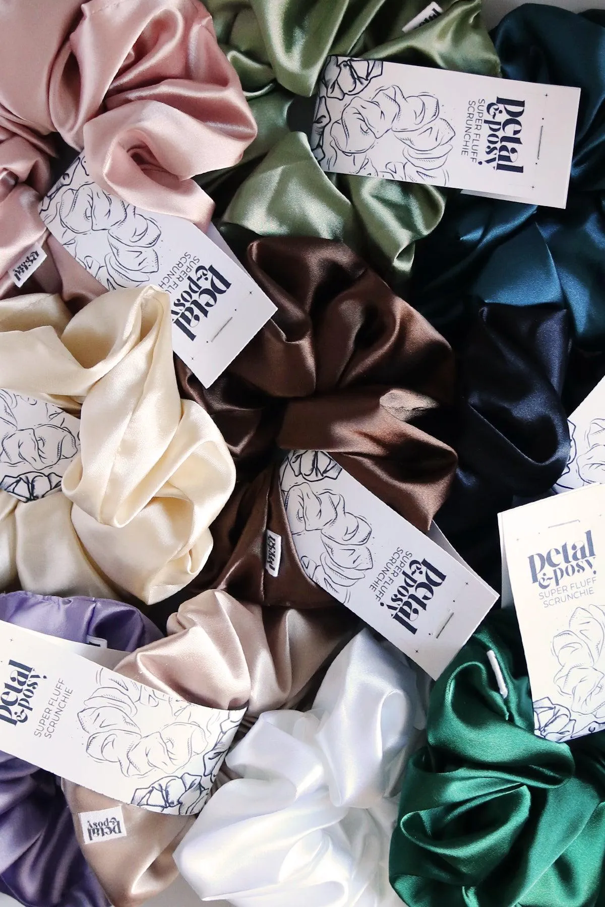 Slim Fluff Silk Satin Scrunchie in Blonde