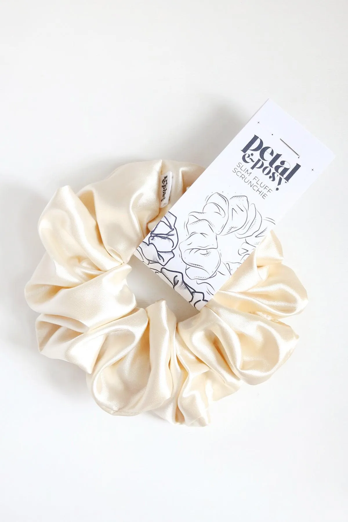 Slim Fluff Silk Satin Scrunchie in Blonde