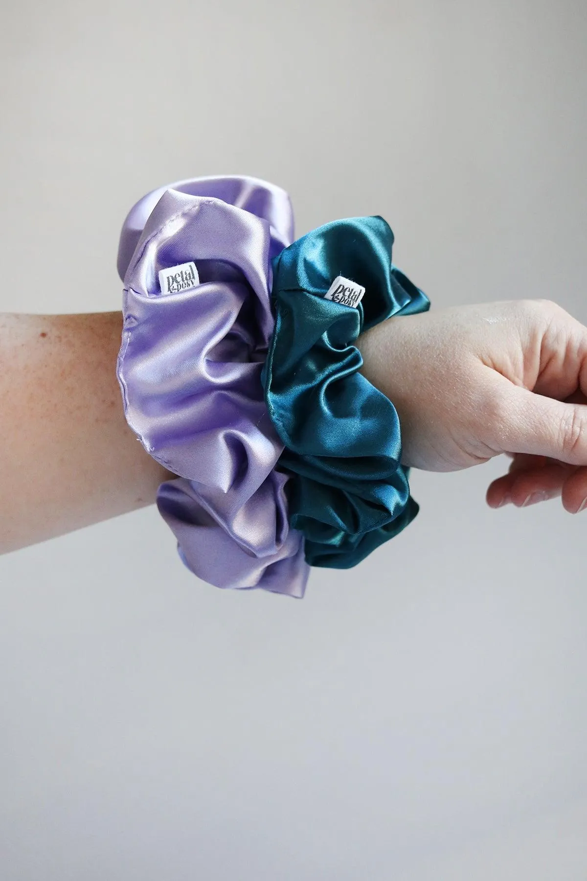 Slim Fluff Silk Satin Scrunchie in Blonde