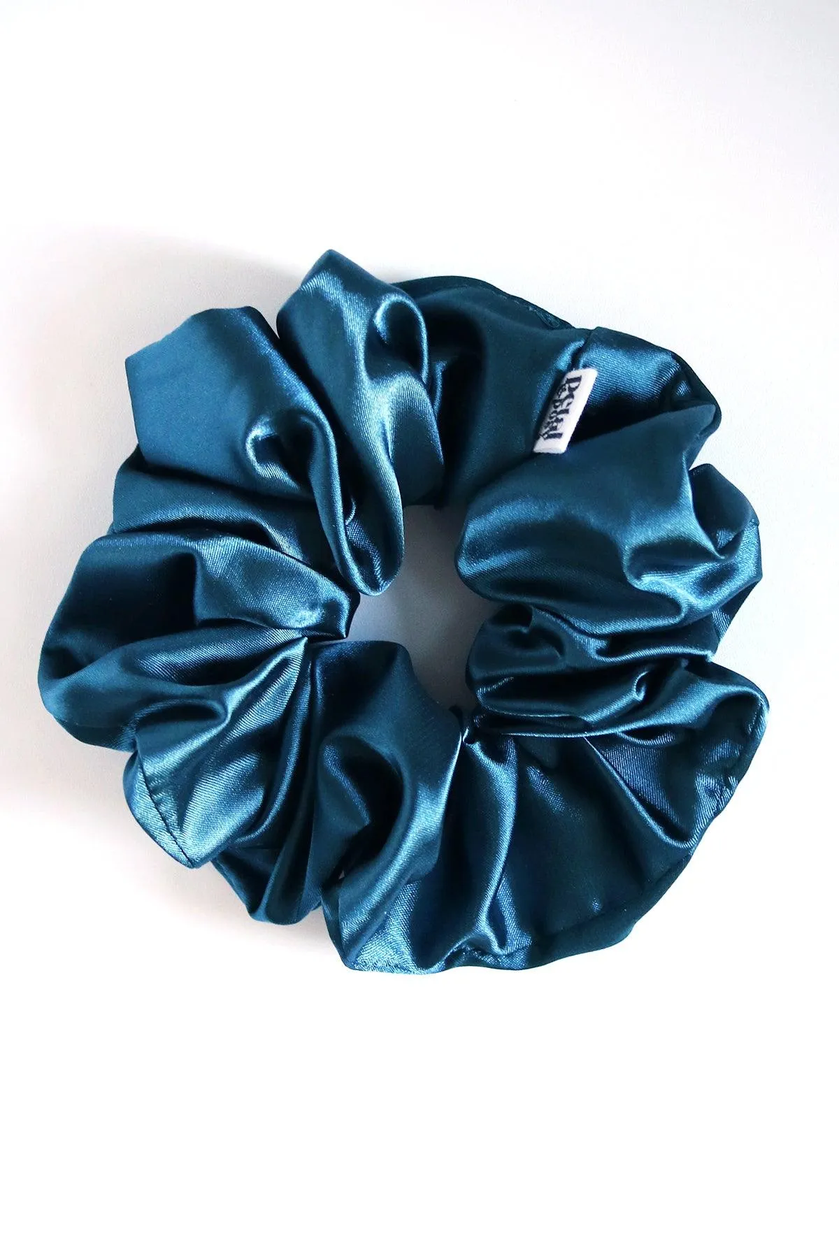 Slim Fluff Silk Satin Scrunchie in Ocean