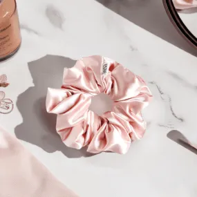 Slim Fluff Silk Satin Scrunchie in Rose Quartz