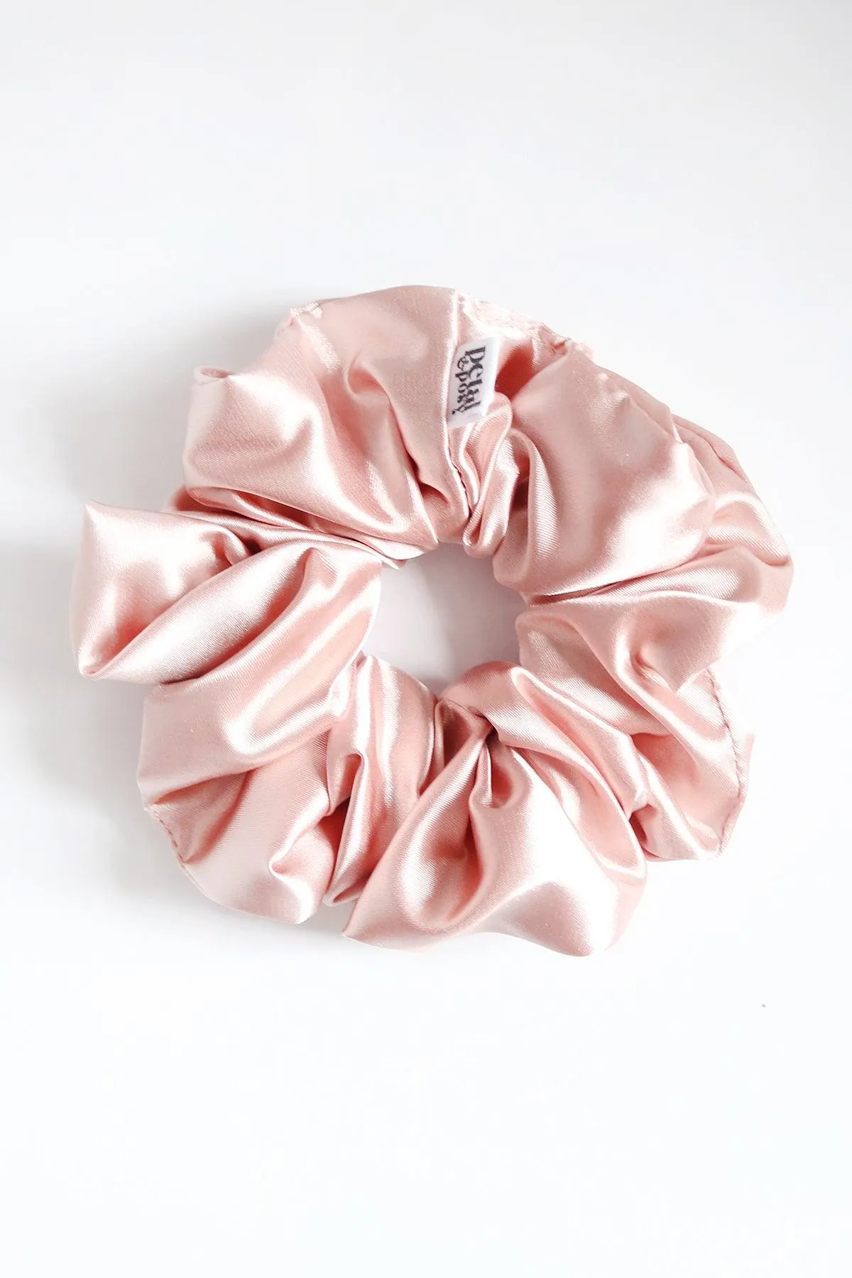Slim Fluff Silk Satin Scrunchie in Rose Quartz