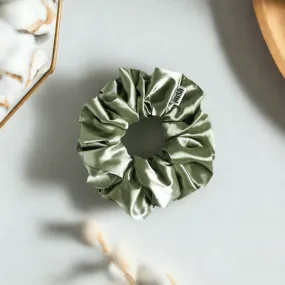 Slim Fluff Silk Satin Scrunchie in Sage