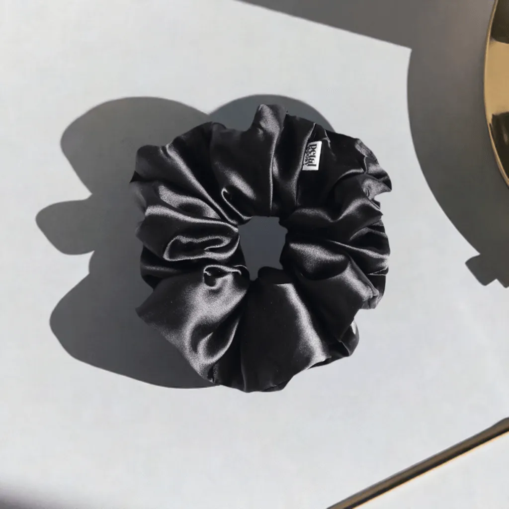 Super Fluff Silk Satin Scrunchie in Carbon